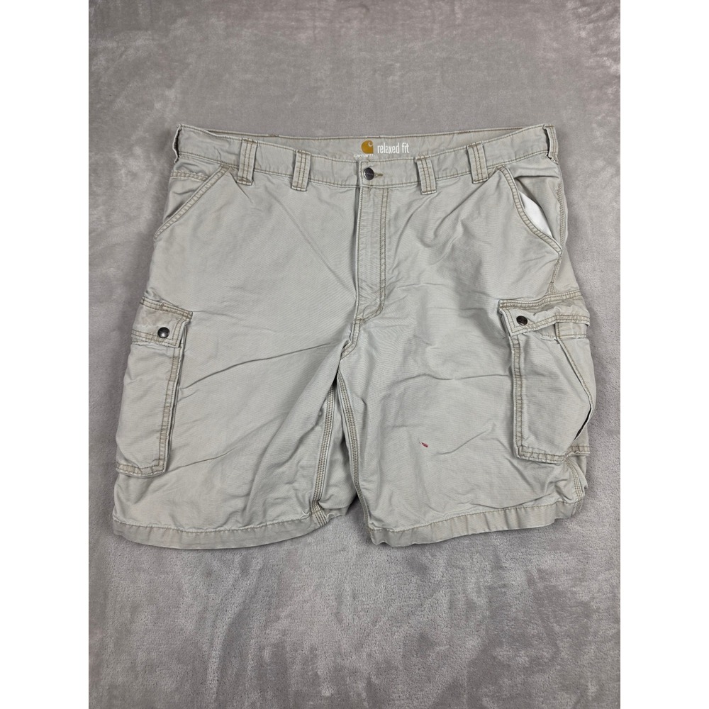 Carhartt Cargo Shorts Mens 44 Tan Relaxed Fit Cotton Rugged Workwear 100277
